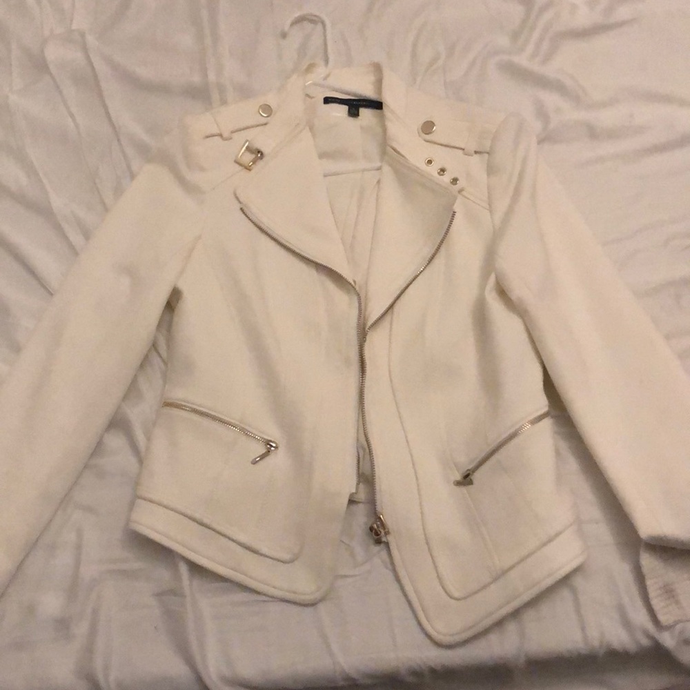 White House Black Market White Cream Moto Jacket